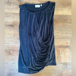 Deletta by Anthropologie Black Draped Sleeveless Top (XS) Officesiren